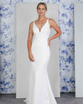 Lace Back Spaghetti Strap White Chiffon Sleeveless Mermaid Prom Dress