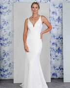 Lace Back Spaghetti Strap White Chiffon Sleeveless Mermaid Prom Dress