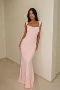 Stunning Straps Sleeveless Long Mermaid Prom Dress With Pleated BMBRIDE