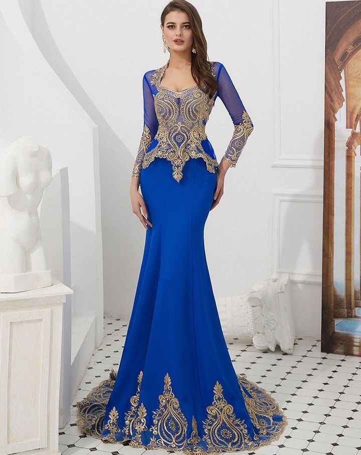 Amazing Long Sleeves Mermaid Prom Dress With Gold Appliques Cape