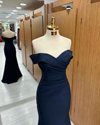 Off the Shoulder Strapless Long Mermaid Prom Dress Black Sleeveless