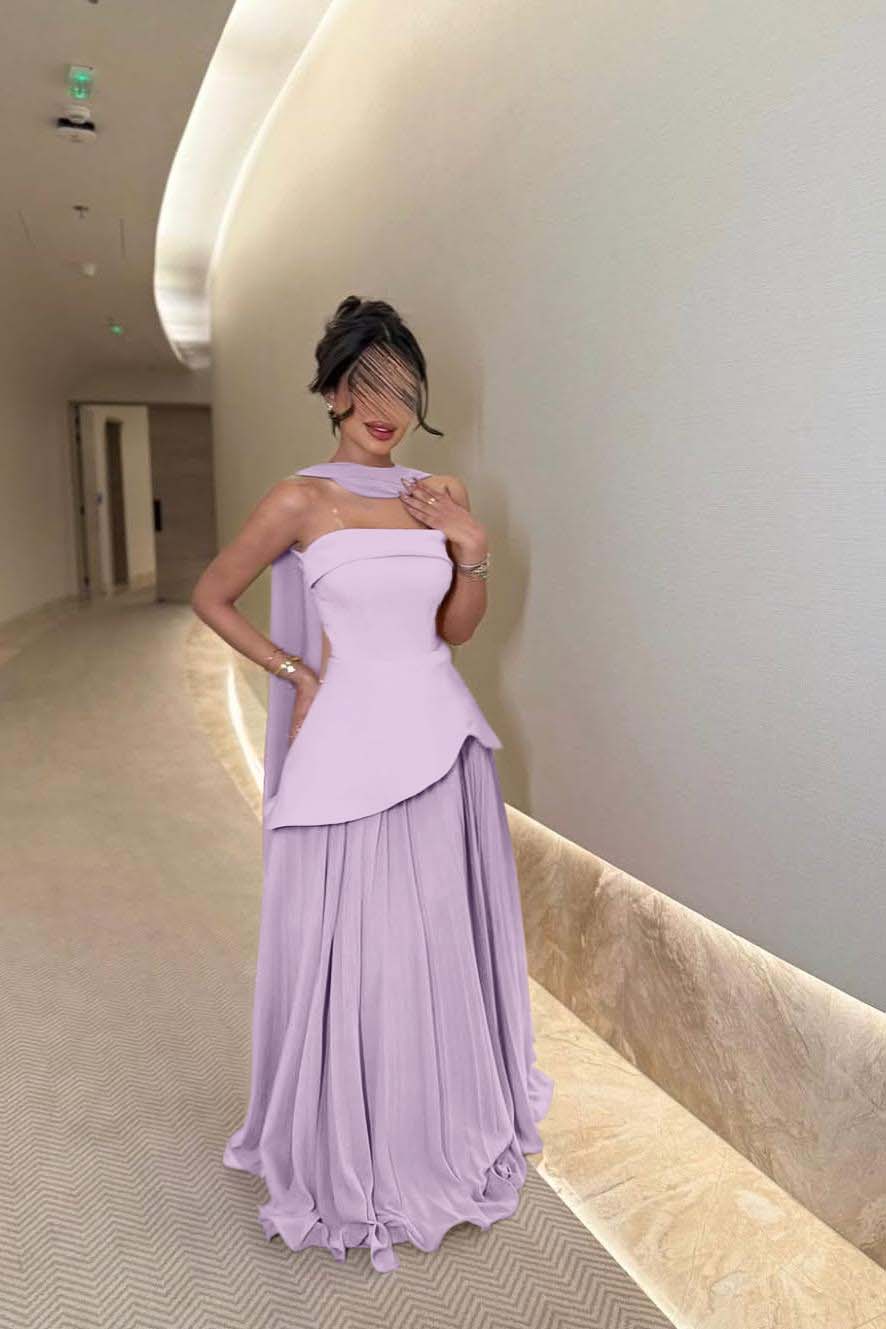 Chic Strapless Sleeveless Long Prom Dress With Ruffles Pleated