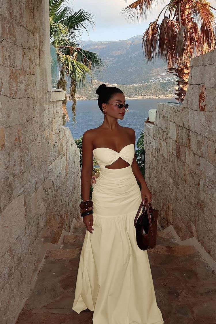 Strapless Sweetheart Sleeveless Long Prom Dress With Pleated BMBRIDE