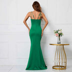 Emerald Green Mermaid Spaghetti Strap Prom Dress With Sequins