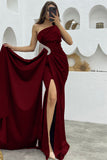 Dark Purple Sequin Split Mermaid One-Shoulder Evening Dress with Long Ruffles BM bride