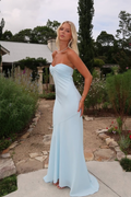 Charming Sleeveless Strapless Long Mermaid Prom Dress With Pleated BMBRIDE