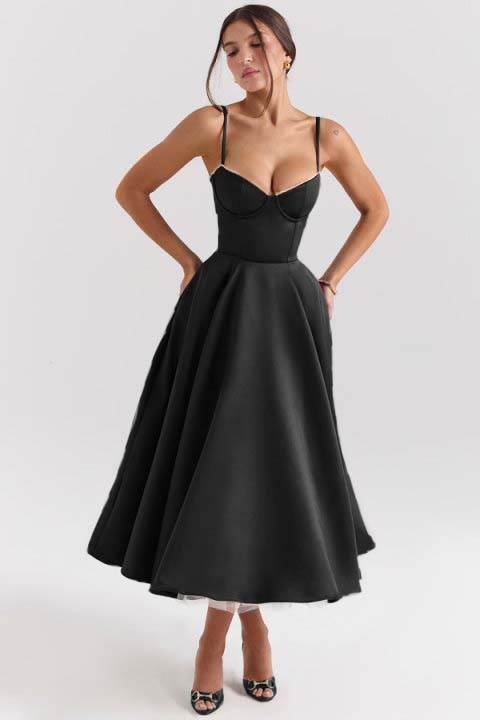 Spaghetti Strap Sweetheart Sleeveless A Line Prom Dress With Tulle BMBRIDE