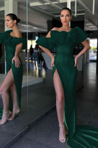 Daffodil Off-The-Shoulder Mermaid Evening Dress with Sequins and Split BM bride