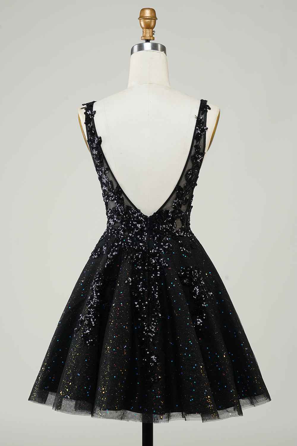 Sparkly Orange A-Line Spaghetti Straps Short Homecoming Dress with Sequins