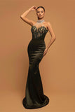 Dark Green Halter Sweetheart Long Mermaid Prom Dress BM bride