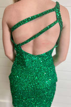 Orange Open Back One Shoulder Sequins Tight Homecoming Dress Bmbride