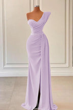 Sage One-Shoulder Mermaid Prom Dress with Beadings and Split BM bride