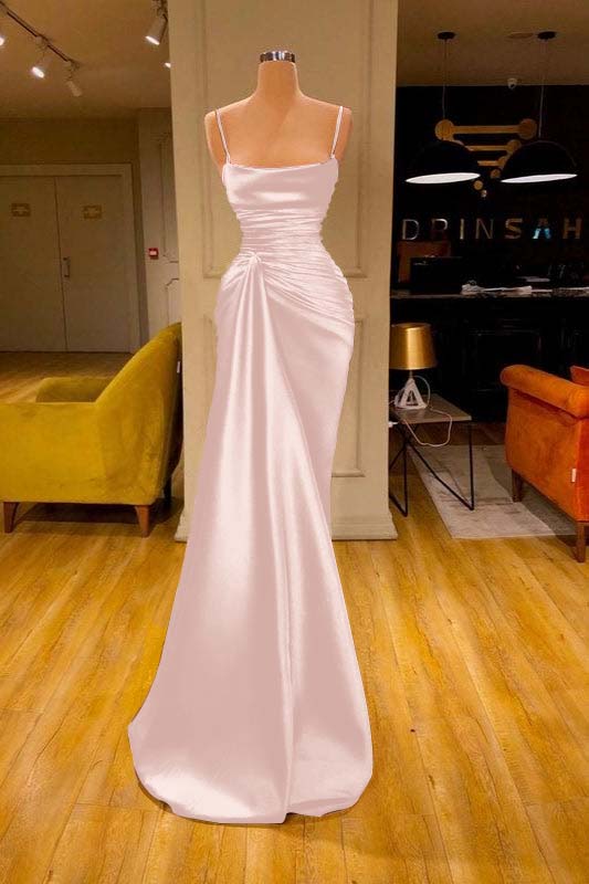 Cabernet Spaghetti Strap Sleeveless Pleated Prom Dress Mermaid With Ruffles