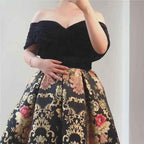 Retro Off the Shoulder Black Sleeveless Bead Embroidery Princess Long Prom Dress