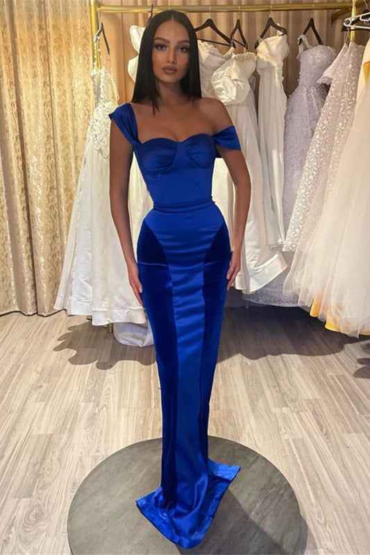Royal blue Off the Shoulder Sweetheart Prom Dress Long Mermaid