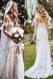 Off-the-Shoulder Boho Lace Mermaid Wedding Dress BM bride