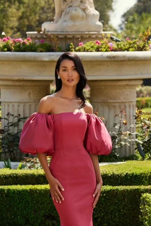 Chic Off the Shoulder Bubble Sleeves Strapless Mermaid Long Prom Dress