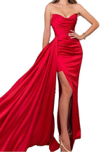 Red Sleeveless Long Prom Dress with Trailing Slit BM bride