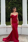 One Shoulder Sleeveless Long Mermaid Prom Dress With Pleated