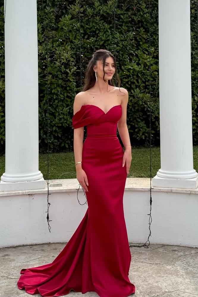 One Shoulder Sleeveless Long Mermaid Prom Dress With Pleated