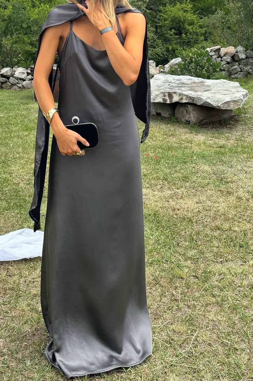 Spaghetti Strap Sleeveless Backless Long Prom Dress With Pleated