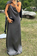 Spaghetti Strap Sleeveless Backless Long Prom Dress With Pleated