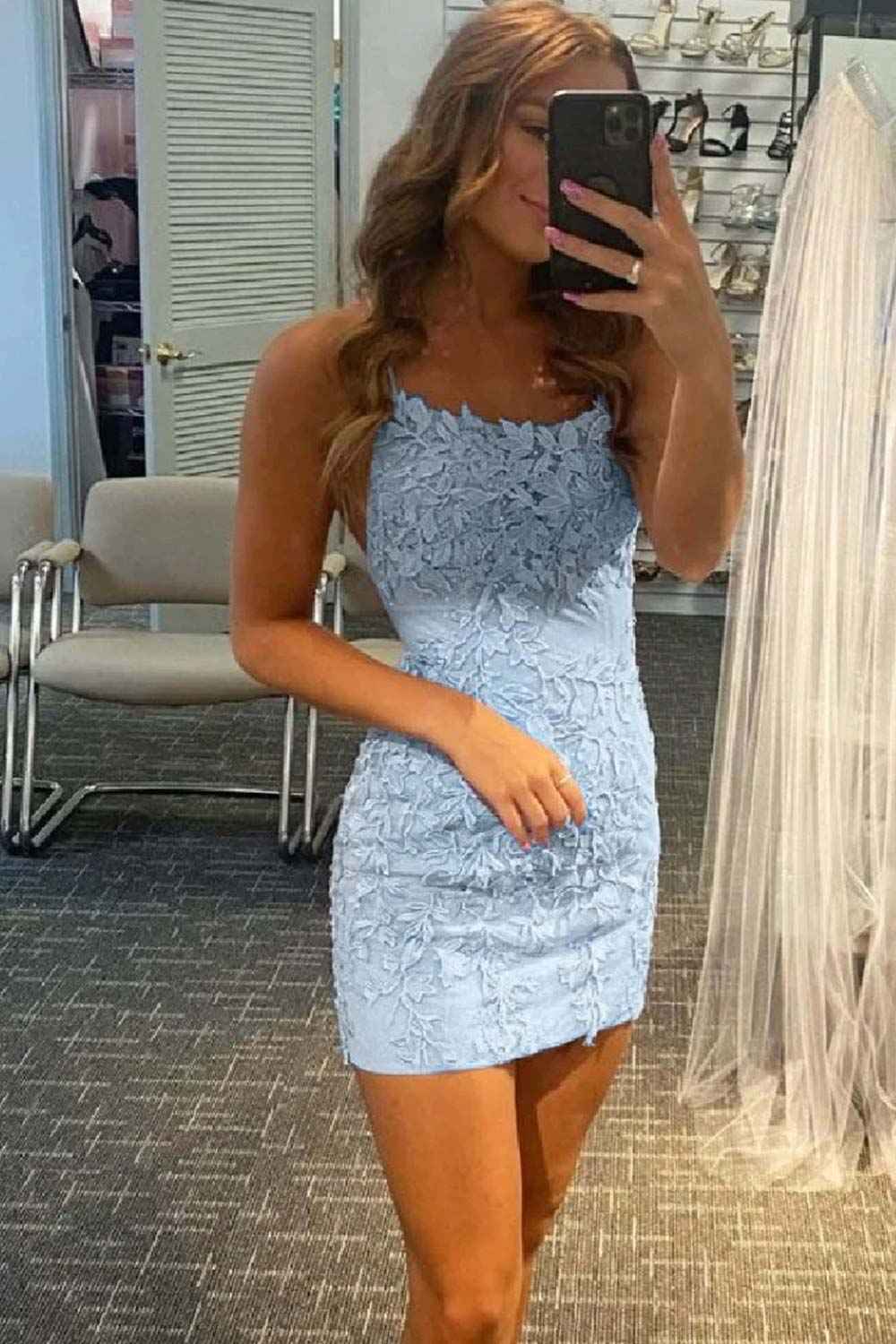 Orange Short Tight Homecoming Dress with Lace Beading Bmbride