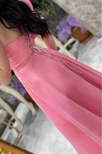 Sleeveless One Shoulder Long A Line Prom Dress With Pleated