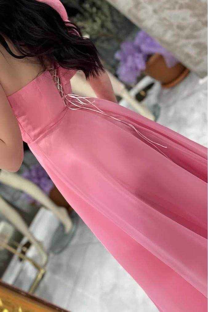 Sleeveless One Shoulder Long A Line Prom Dress With Pleated