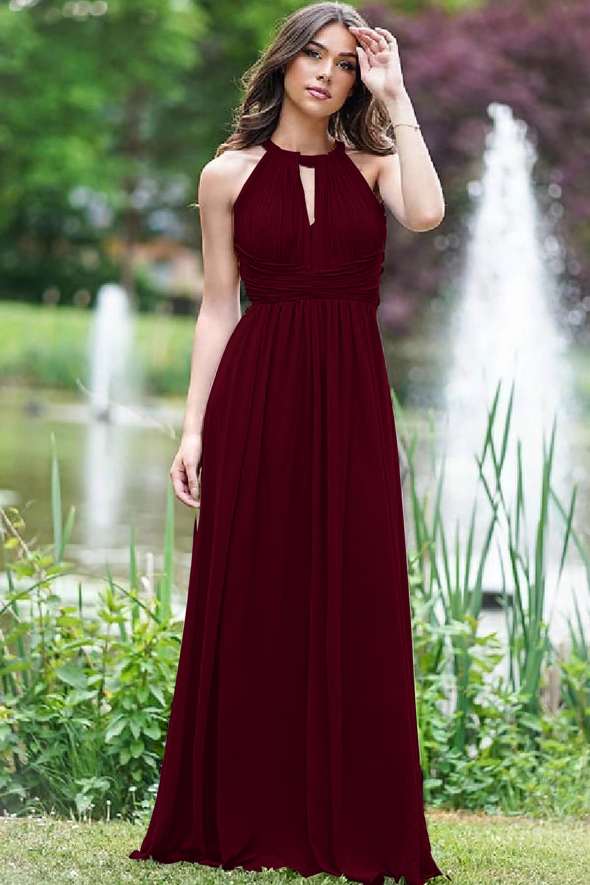 Elegant Lilac Halter Sleeveless A-Line Prom Dress with Open Back BM bride