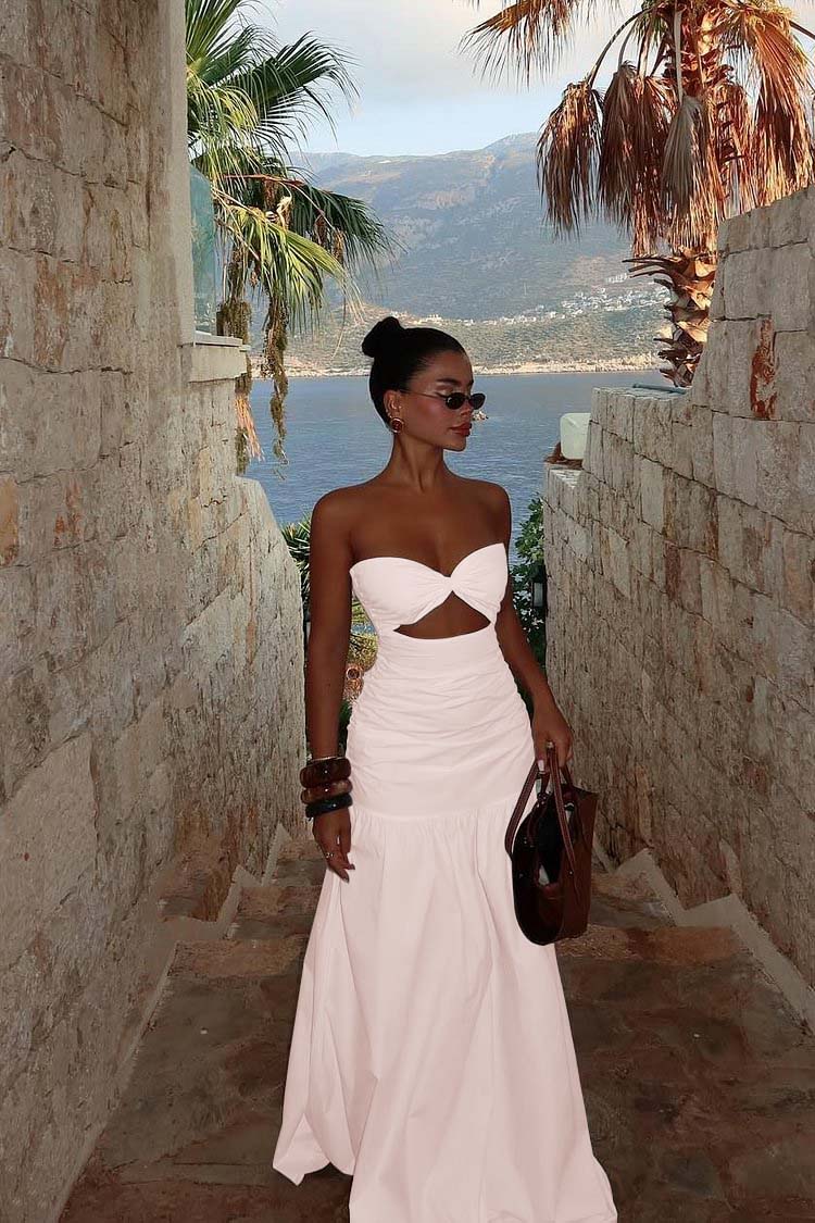 Strapless Sweetheart Sleeveless Long Prom Dress With Pleated BMBRIDE