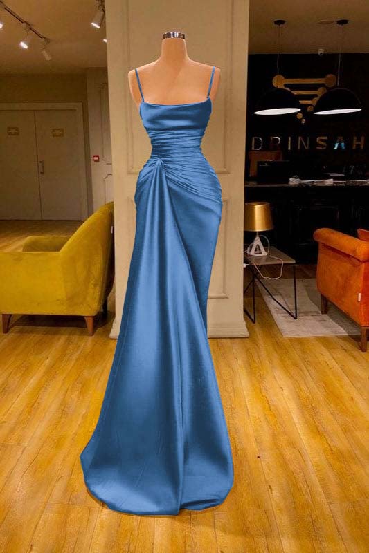 Cabernet Spaghetti Strap Sleeveless Pleated Prom Dress Mermaid With Ruffles