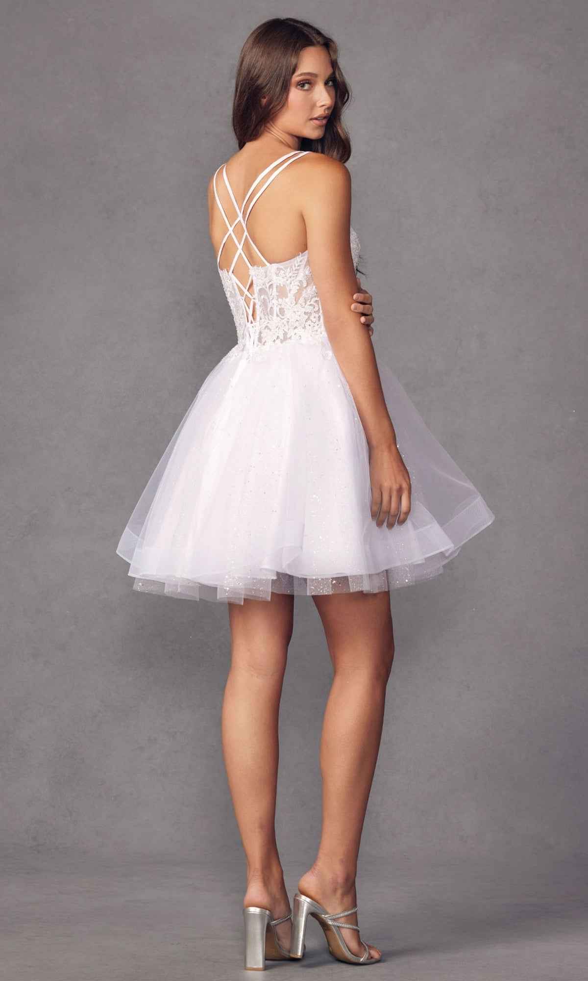 Attractive Champagne Spaghetti Strap Applique Knee Length Prom Dress