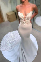 Sweetheart Mermaid Wedding Dress with Lace Appliques Bridal Gown BM bride