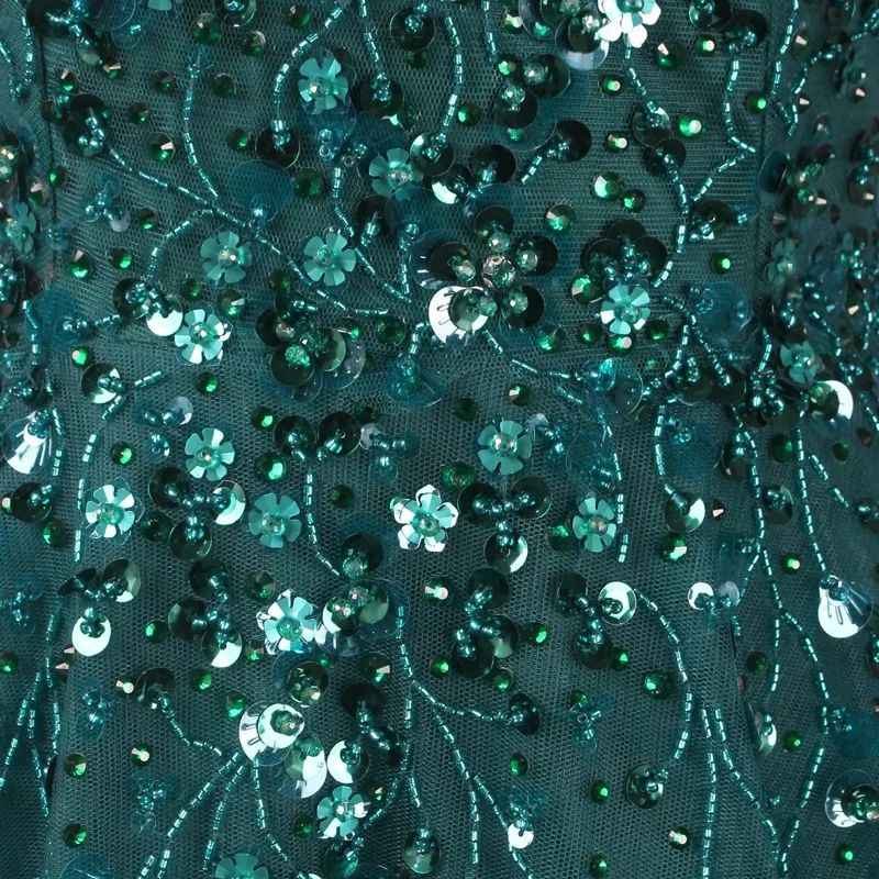 Emerald V Neck Floor Length Prom Dress A Line Sleeveless With Appliques