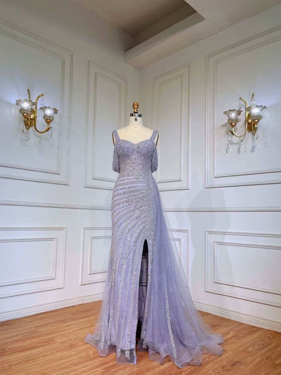 Elegant Beaded Mermaid Party Dress with Sequins BM bride