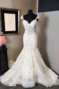 Sleeveless Sweetheart Backless Mermaid Wedding Dress with Lace BM bride