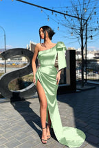 Purple One-Shoulder Mermaid Evening Dress Long with Split BM bride