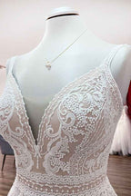 A-Line Wedding Dress with Ruffles, Open Back, and Tulle Lace BM bride