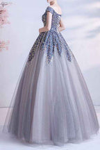 Gorgeous Off the Shoulder Long Ball Grown Prom Dress With Sweetheart Sequins