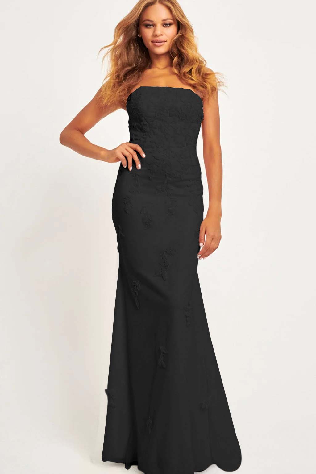 Strapless Sleeveless Long Mermaid Prom Dress With Appliques BMBRIDE