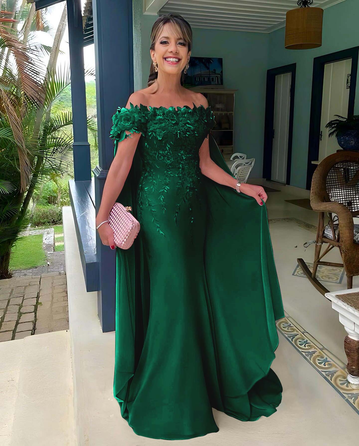 Off the Shoulder Sleeveless Long Mermaid Prom Dress With Appliques BMBRIDE