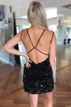 Imogen |Bodycon V Neck Sequins Homecoming Dress BM bride