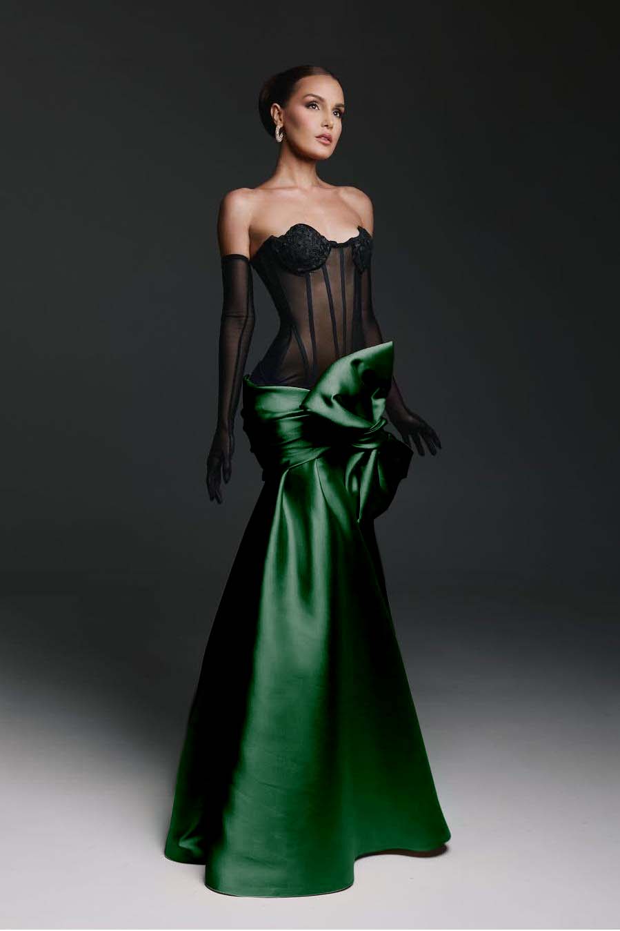 Strapless Sweetheart Sleeveless Long Mermaid Prom Dress With Gloves BMBRIDE