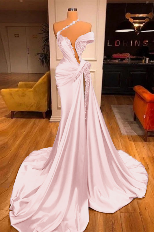 Mermaid Off the Shoulder Sleeveless Prom Dress Long Beadings With Split BMBRIDE