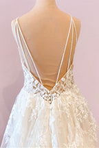 Sweetheart Spaghetti Strap Floor-Length Wedding Dress with A-Line Tulle BM bride