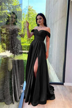 Glorious Dusty Pink Off-The-Shoulder Evening Front Split Prom Dress with Sweetheart Neckline BM bride