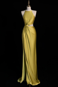 Spaghetti Strap Sleeveless Split Long Prom Dress With Pleated
