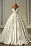 Charmeuse Sleeveless White Wedding Dress with Beading BM bride
