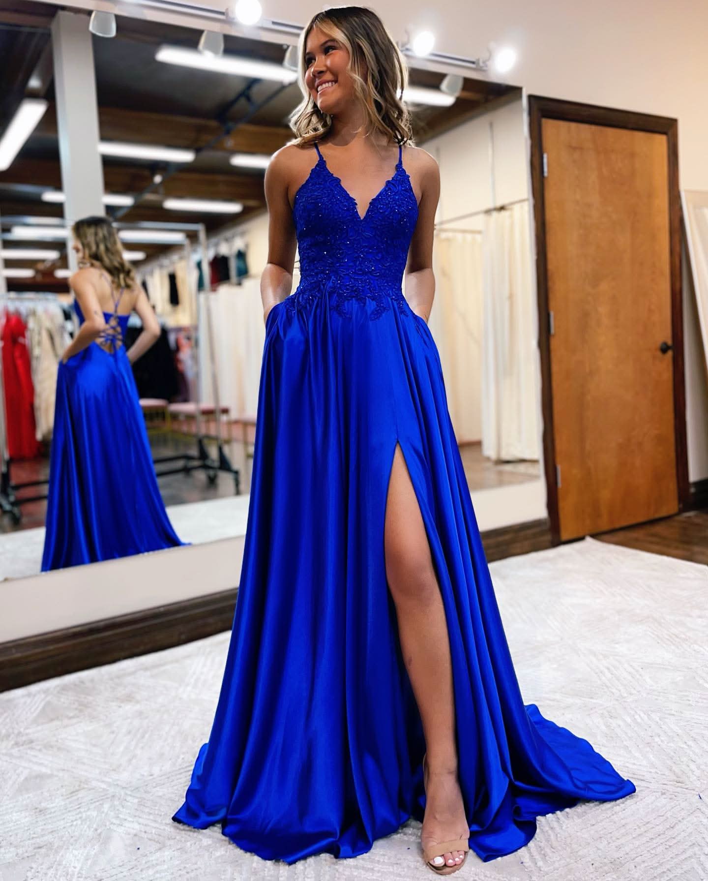 Elegant Navy Blue Corset Ruffle Maxi Dress with Timeless Charm BM bride